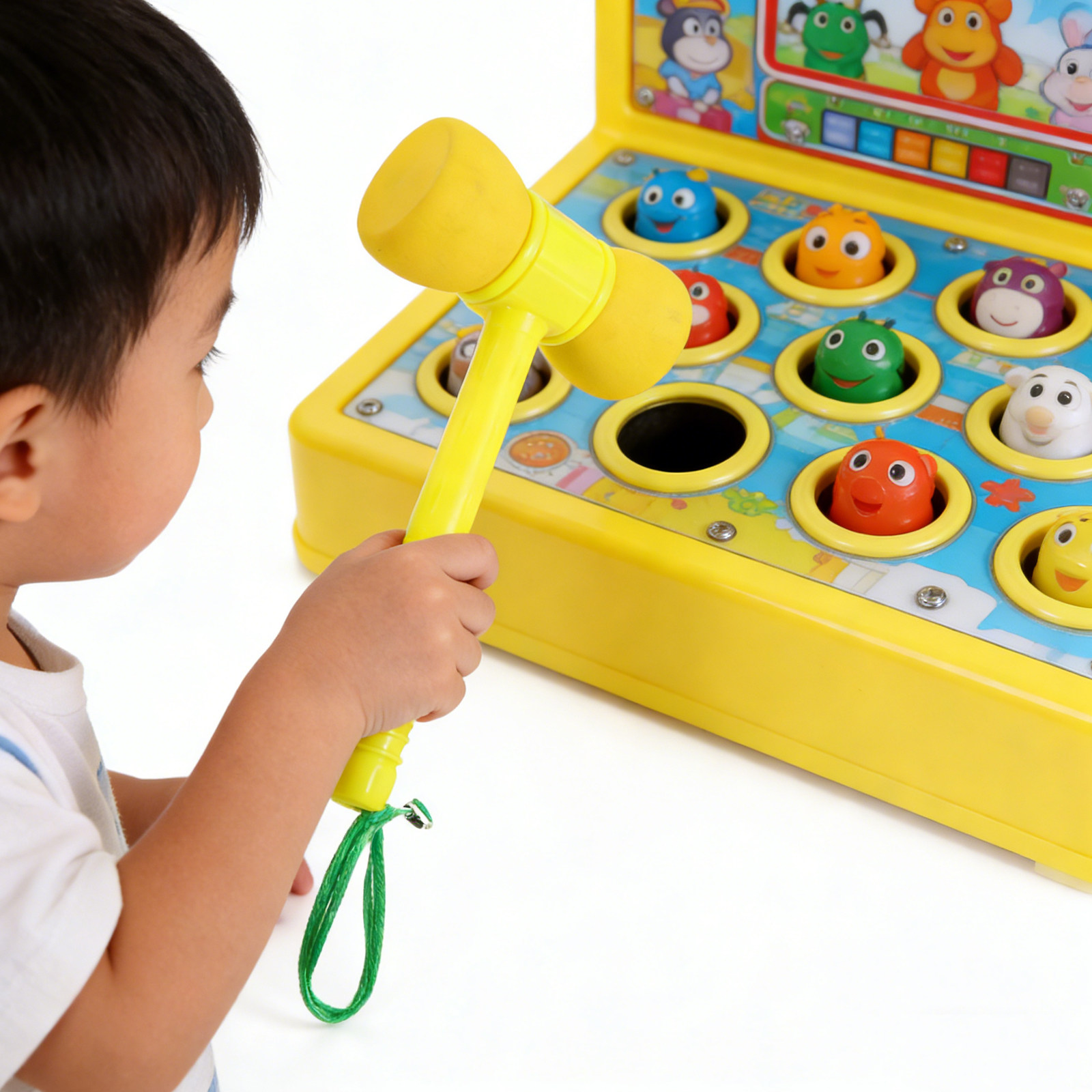 Gelbes interaktives Maulwurfsp – Whack A Mole Arcade Bewertung und Preis
